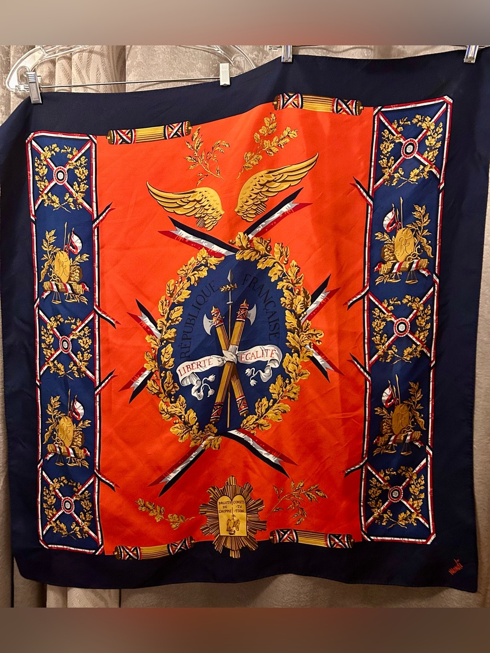 Mondi 100% Silk Scarf Vintage French Revolution Quiet Luxury 34”x34” France